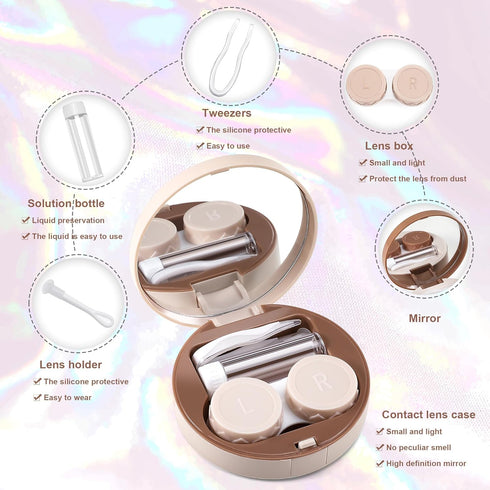 FEISEDY Contact Lens Case, Fashion Portable Contacts Lens Box with Mirror Tweezers Remover Tool Solution Bottle for Travel B0072...