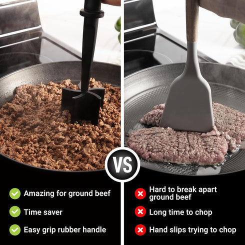Zulay Ground Beef Chopper Tool Hamburger Smasher Tool - Meat Chopper For Ground Beef - Ground Meat Smasher - Ground Meat Chopper - Ground Beef Mas...