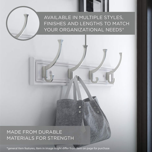 Franklin Brass Pilltop (1-Pack) 27" Coat Rack Wall Mount Driftwood Grey Hat Rack with 5 Hooks Hanging Hook Rail for Clothes, Towels, Purses, Bags,...