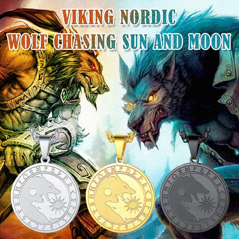 FaithHeart Norse Viking Wolf Pendant Necklace for Men/Women, Stainless Steel/18K Gold Plated Nordic Vikings Stuff Jewelry with Gift Packaging...