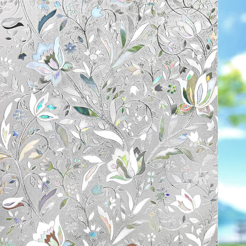 Kromapolis Window Privacy Film, Vinyl Glass Covering, Stained Decorative Film Frosted, Static Window Clings, Non-Adhesive, No-Glue (17.5 x 78.7 in...