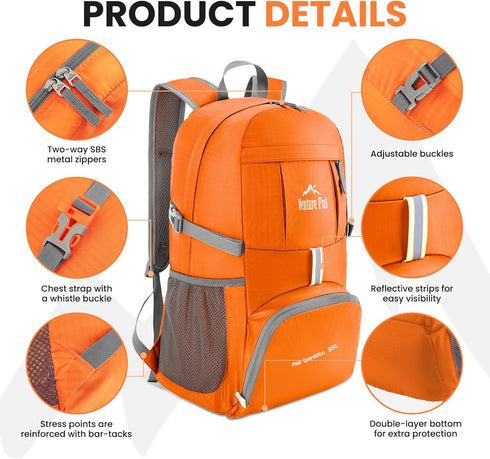 Venture Pal 35L Ultralight Lightweight Packable Foldable Travel Camping Hiking Outdoor Sports Backpack Daypack...