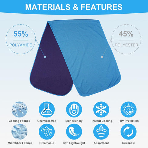U-pick Cooling Towels for Hot Weather, Soft Instant Cold Breathable Towel, Chilly Rags for Neck, Sweat Towels for Gym, Yoga, Golf, Tennis, Workout...