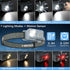 Grey Rechargeable LED Headlamp, 2 Pack 2500 Lumen Head Lamp with Motion Sensor, 7 Modes Bright Head Light, USB Recharge Flashlight Camping Accesso...