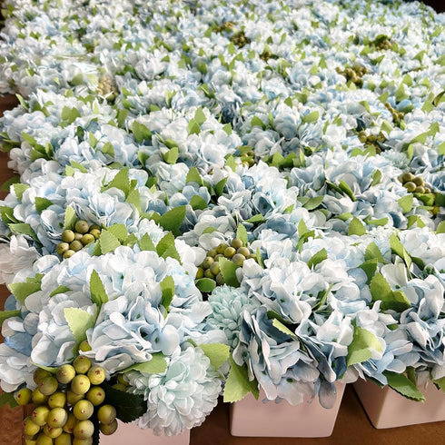 LADADA Fake Flowers in Ceramic Vase,Faux Hydrangea Flower Arrangements for Home Decor Artificial Flowers with Vase...