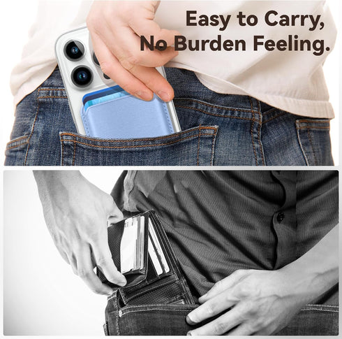 Magnetic Wallet Cell Phone Card Holder for Phone Case with Mag-Safe, Stronger Magnetic RFID Leather Phone Wallet Stick on Series of iPhone 15/14/1...