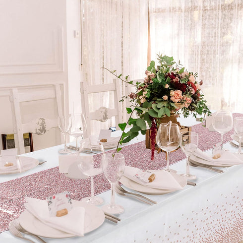 Tablecloth and Sequin Table Runner Set Polka Dots Confetti Table Cover Dining Plastic Table Cloths Glitter Decorations for Birthday Wedding Annive...