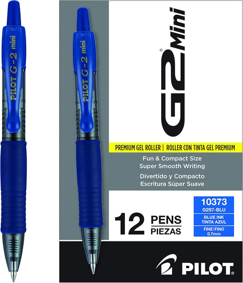 Pilot, G2 Mini Premium Rolling Ball Gel Pens, Fine Point 0.7mm, Blue, Pack of 12...