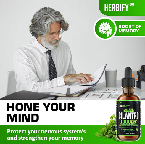 HERBIFY Cilantro Tincture - Herbal Cilantro Supplement for Detox - Rich Source of Antioxidants - Supports Heart and Body Cleanse - Made in USA - C...