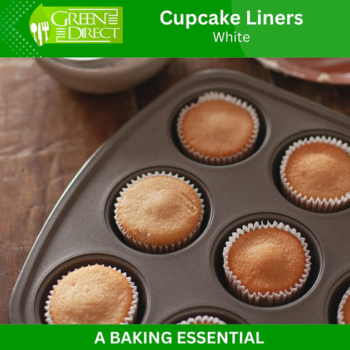 Green Direct Cupcake Liners - Standard Size Cupcake Wrappers to use for Pans or carrier or on stand - White Paper Baking Cups Pack of 500...