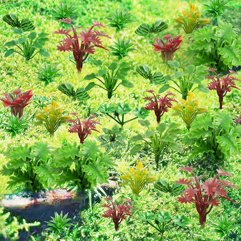 100pcs Mini Model Plant Miniature Model Tree Flower Green Shrub for Fairy Garden Diorama Train Scenery Railway Sand Architecture Model Craft Suppl...