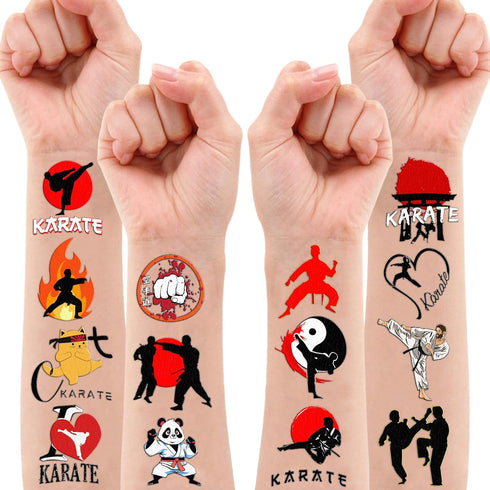 100PCS Karate Ninja Temporary Tattoos Stickers Martial Arts Birthday Party Favors Decorations Supplies Cool Taekwondo Japan Sports Tattoo Sticker ...
