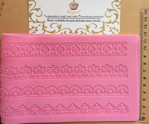 Anyana Embossing Mat Lace Band Silicone imprint Fondant impression Sugar Paste Mould Cake Decoration Tools Kitchen chocolate Sugar Paste Baking Mo...