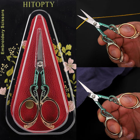 Sharp Embroidery Scissors Precision Sewing Scissor with Cover, Crochet Shears for Needlework Craft Thread Snips Cross Stitch Detail Cutting DIY To...