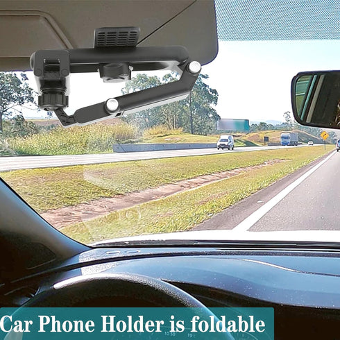 Sun Visor Car Phone Holder?1080° Multifunctional Sun Visor Universal 360 Rotating Rear View Mirror Phone Holder, Foldable Cell Phone Mount Clip fo...