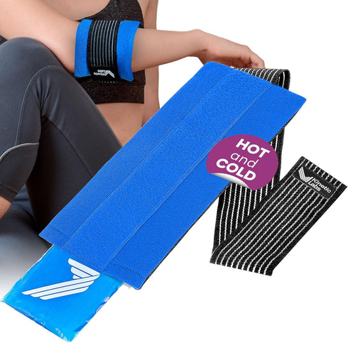 Ice Pack Wrap with Elastic Strap by Kinetic Labs - Hot Cold Gel Pack for Injuries - Reusable Ice Pack for Neck Foot Ankle Head Wrist Leg Shoulder ...