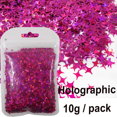 LoveOurHome 60g Holographic Star Chunky Glitter Flakes Sparkles Iridescent Stars Shapes Nail Sequins Epoxy Resin Accessories Crafts Supplies Makeu...