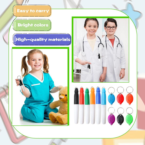 24 Pieces Mini LED Flashlight Keychain Permanent Marking Pens Keychain Portable for Nurse Doctor Office School Hospital and Camping (Color Set 2)...