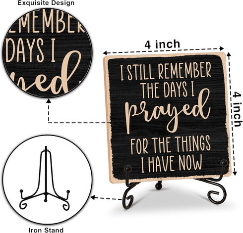 Inspirational Gifts for Women Men, Christian Wooden Sign Decor with Iron Stand, Religious Wood Decorations for Home Office Room Kitchen Tabletop D...