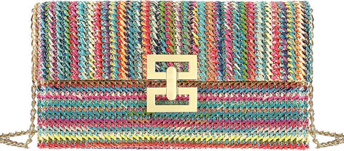 Summer Straw Clutch Purses for Women Woven Beach Bag Evening Purse Envelope Clutch with Detachable Strap...