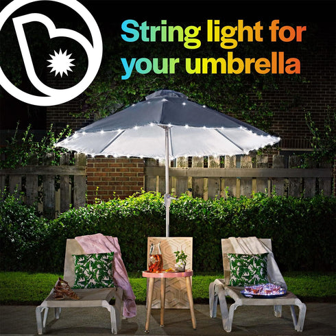 Brightz White LED Patio Umbrella Lights, Battery Operated, Fits 7-Foot Diameter Umbrellas...