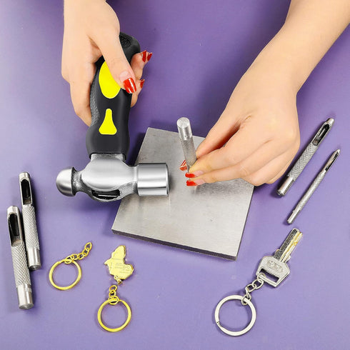 Jewelry Hammer and Steel Block Set Steel Bench Block 4 x 4 Inch and Hammer Set Jewelry Making Supplies Tools Kit for Jewelry Making Metal Stamping...