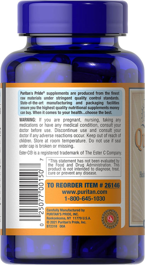 Puritan's Pride Quercetin Complex with Vitamin C, Supports Upper Respiratory Health, 100 ct...