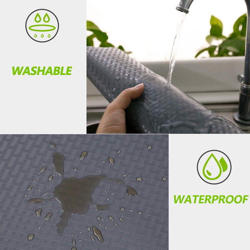 HooTown Shelf Liner Kitchen Cabinet Drawer Mats 11.8 Inch Wide x 78.7 Inch Long, Non Adhesive EVA Plastic Washable Waterproof Pad Protectors for P...