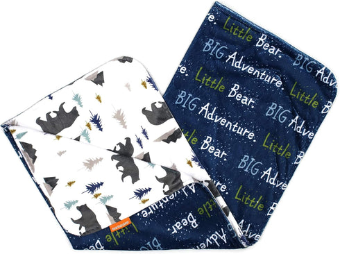 Dear Baby Gear Deluxe Baby Blankets, Custom Minky Print Double Layer, Big Adventure Little Bear and Grey Bears in Trees, 38 Inches by 29 Inches...