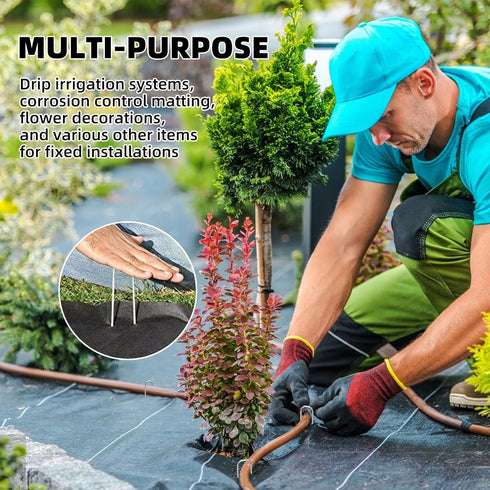 50 Pack Sturdy Garden Landscape Staples, 6 Inch Galvanized Steel Sod Pins Anti-Rust Stakes for Weed Barrier, Christmas Decorations and Landscaping...