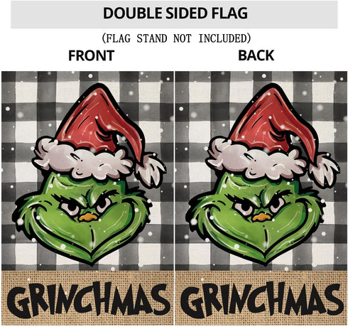 Chritmas Garden Flags for Outdoor,Buffalo Plaid with Small Yard Flag,Seasonal Xmas Decors for Winter Holiday Farmhouse Outside 12x18 Double Sided...