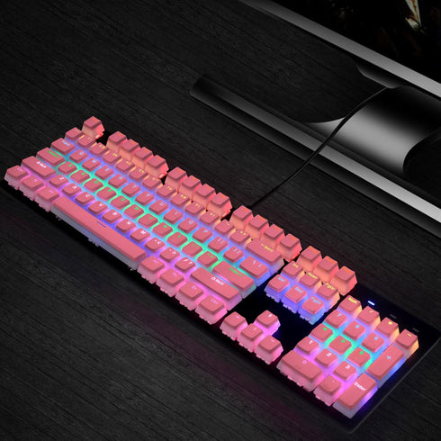 Pudding Keycaps,Double Shot PBT Backlit 108 Keys Key caps Set for Mechanical Gaming Keyboard - Pink (Only Keycaps)...