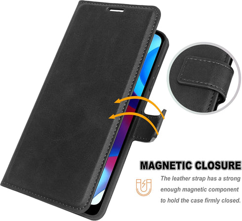 Moto G Pure Phone Case Wallet Black, Motorola Moto G Pure Leather Flip Case with Card Holder Kickstand Magnetic Closure Slim Phone Case Cover for ...