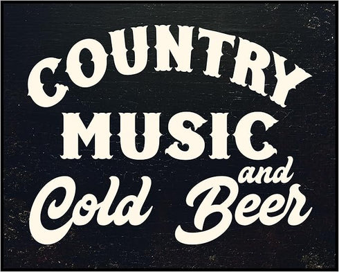 Posterizer 1 pcs-Country Music and Cold beer-Men's Art Collection-Gift for Music Fans- Art for Cafe, Restaurant, Coffee Bar - unframed wall art...