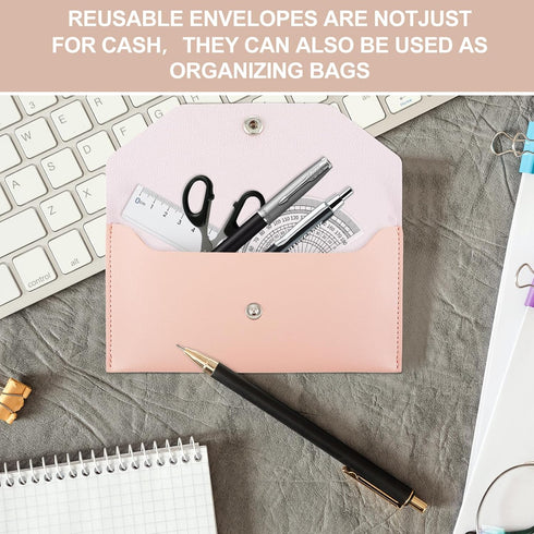 Cash Envelopes Bag, Money Envelope Wallet Bag PU Leacher Cash Money Pouch Budget Wallet, Reusable Cash Envelope for Wedding Birthday Graduation Ca...