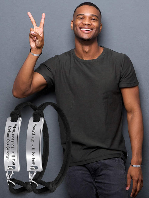 Hicarer 30 Pieces Women Inspirational Leather Bracelets Adjustable Motivational Quotes Words Engraved Bangle Bracelets Gift...