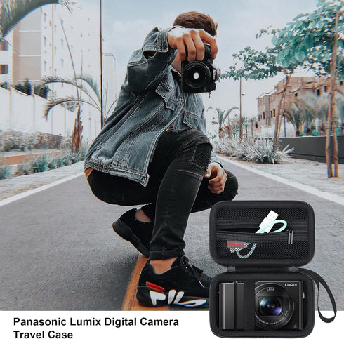 Carrying Case for Panasonic Lumix LX10/ LX100/ ZS60/ ZS70/ ZS80/ ZS200/ ZS100 4K Digital Camera, Vlogging Camera Travel Bag Storage Cover, Mesh Po...