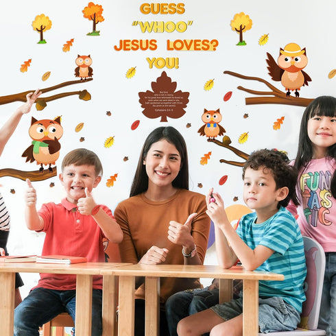 Fulmoon Owl Bulletin Board Set Bulletin Board Decoration Cutouts for Kids Sunday School Classroom Tree Wall Decor Educational and Learning Activit...