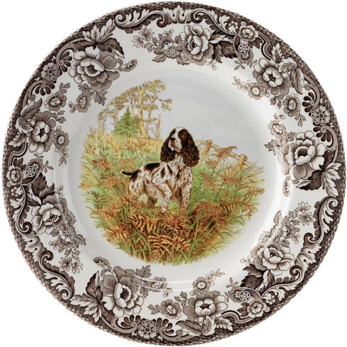 Spode Woodland Salad Plate, English Springer Spaniel, 8” | Hunting Dogs Collection | Made in England | Ideal Hunting Cabin Décor | Microwave and D...