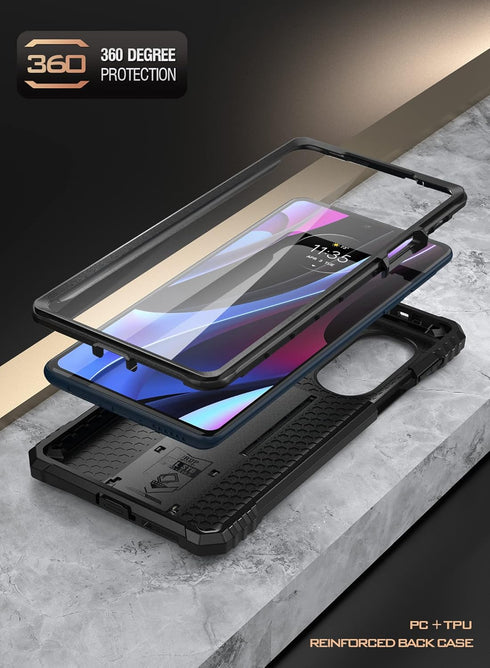 Poetic Revolution Case for Moto Edge Plus 5G 6.7" (2022) / Edge+ 5G UW (2022), Model # XT2201, Full-Body Rugged Shockproof Protective Cover with K...