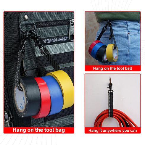 MELOTOUGH Electrical Tape Holder Tape Thong with Trigger Snap Hook Electrical Tape Strap for Tool Bag, Tool Backpack, Tool Belt(Black 2pcs)...
