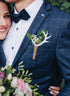 Woodland Boutonniere for Men Set - 2PC Handmade Greenary Corsage for Wedding White Antler Boutonniere for Groom Groomsmen Formal Dinner Party Cere...