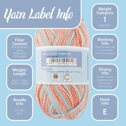 JubileeYarn Soft and Slim Yarn - Baby Weight Rayon from Bamboo Wool Blend - 50g/Skein - Blueberry Splash - 2 Skeins......