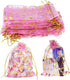 100PCS Heart Printed Organza Bags Gift Jewelry Candy Bags for Wedding Valentine's Day Mother's Day Party Christmas 5x7Inch...