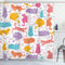 Ambesonne Cat Shower Curtain, Colorful Cats Jumping Playing Sitting Relaxing Feline Joyful Modern Line Art, Cloth Fabric Bathroom Decor Set with H...