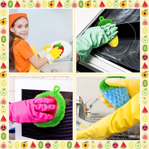 10 Pieces Fruit Dish Scrubber Non Scratch Cleaning Sponge Double Layered Dish Sponge No Odor Kitchen Sponge Net Dish Cloths for Washing Dishes for...