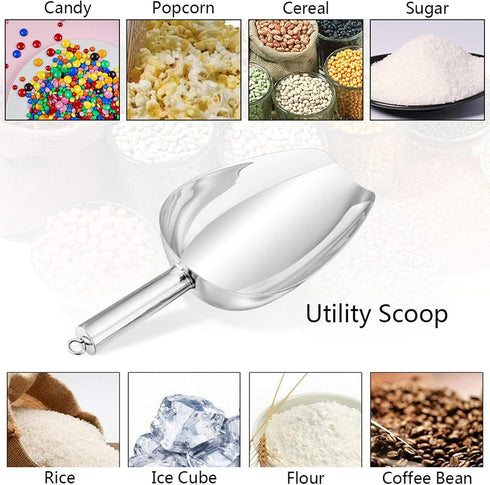 P&P CHEF Canister Scoop Set of 3, Ice Candy Scoop, Stainless Steel Multipurpose Food Scooper for Buffet Jar Freezer, Mirror Finish & Dishwasher Sa...