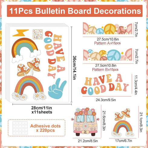Boho Bulletin Board Decorations Groovy Retro Classroom Decor Borders Affirmation Station Bulletin Board Set Mindset Decoration Inspirational Accen...
