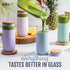 Ello Devon 18oz Glass Tumbler with Straw, Friction Fit Bamboo Wood Lid and Silicone Sleeve | Perfect for Iced Coffee, Tea, Matcha and Smoothies...