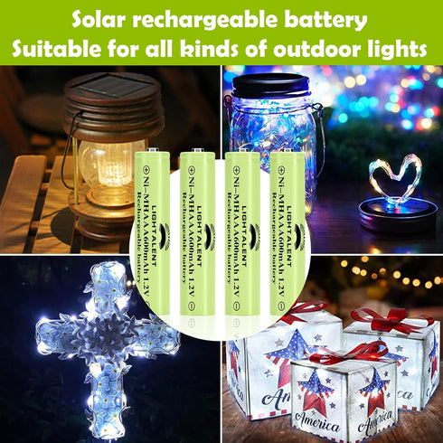 Ni-MH AAA Rechargeable Batteries, Triple A High Capacity 1.2V Pre-Charged for Garden Landscaping Outdoor Solar Lights, String Lights, Pathway Ligh...